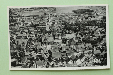 Ansichtskarte Luftbild AK Rotenburg a d Fluda 1910-1930  Straße Gebäude Platz Kirche Brücke Architektur Ortsansicht Hessen